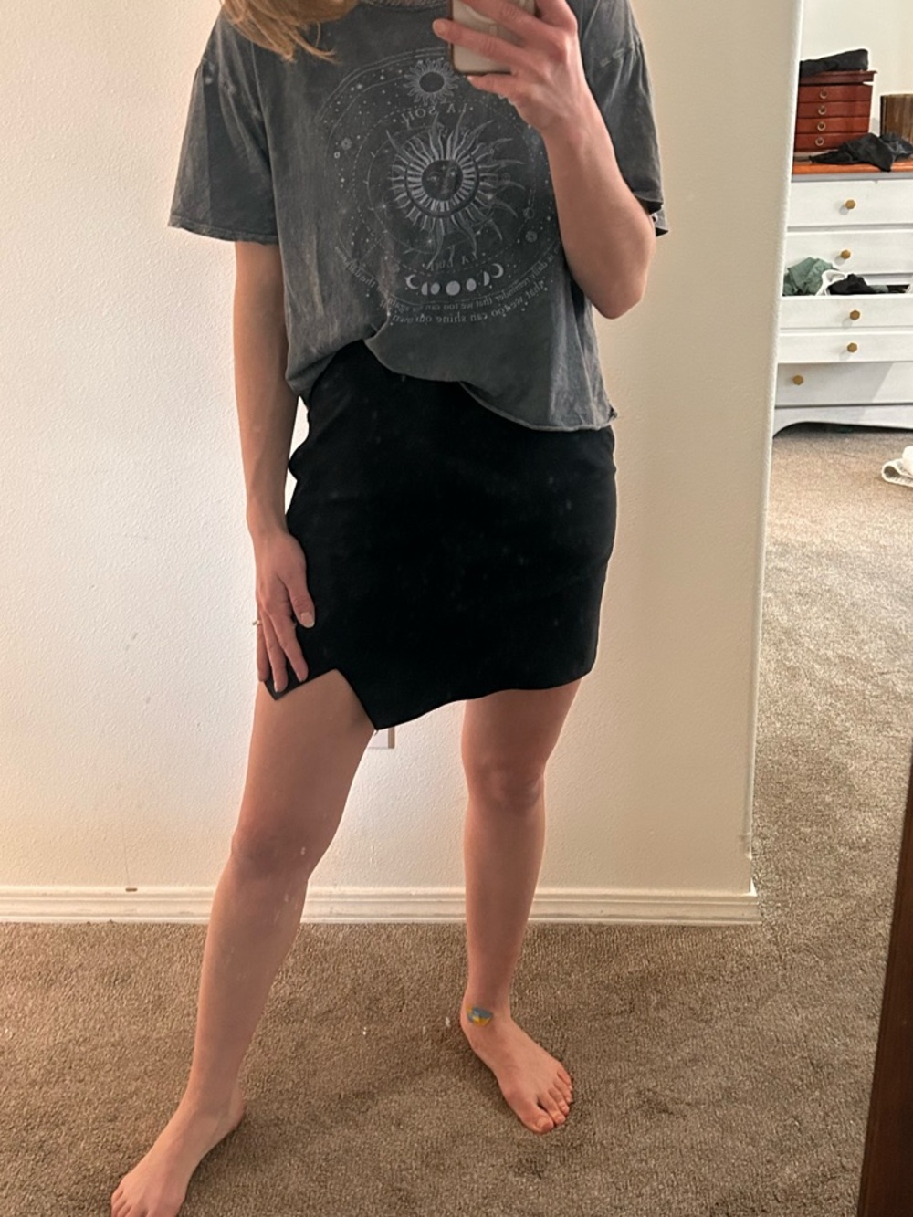 Columbia Black Asymmetrical Mini Skirt